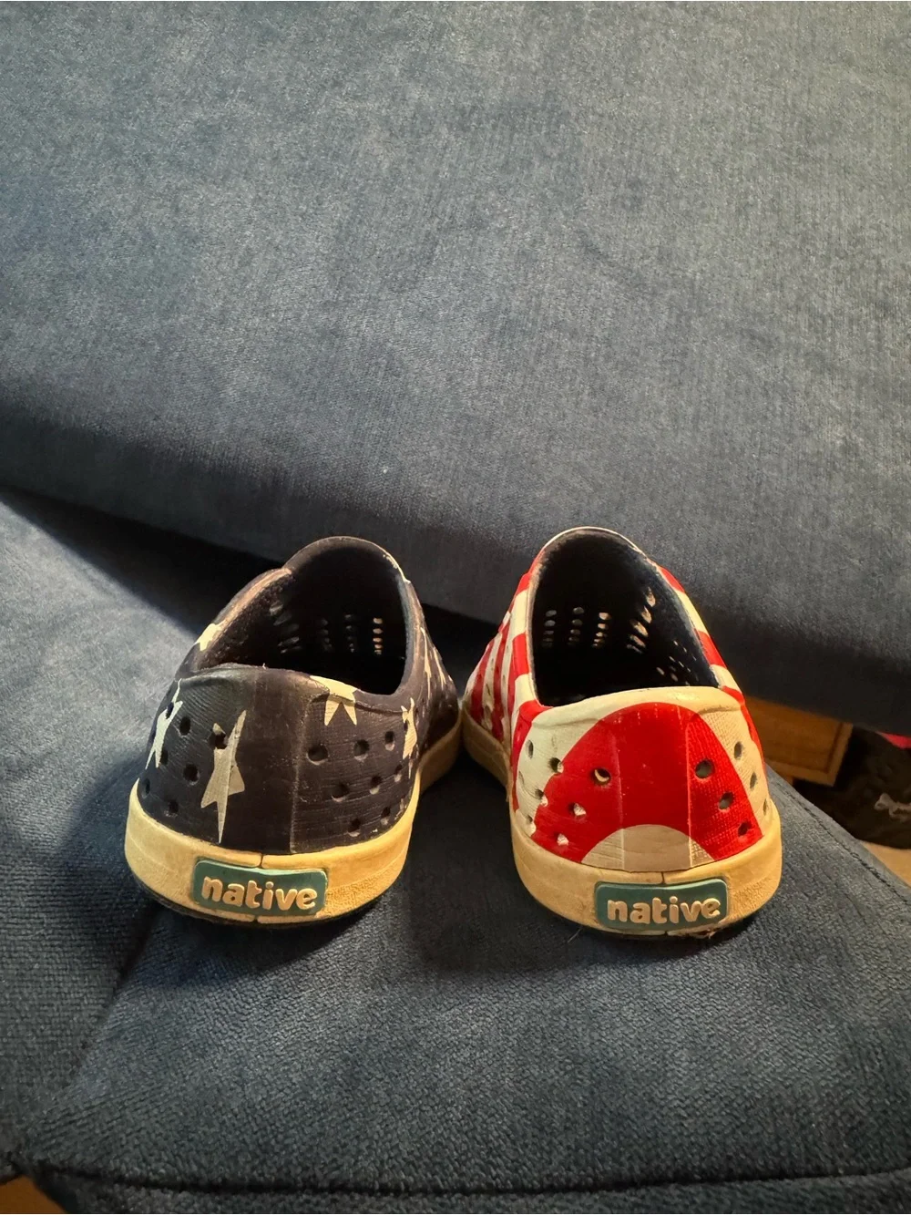 Native Kids Water Shoes - Red & Blue Star and Stripe Slip-Ons